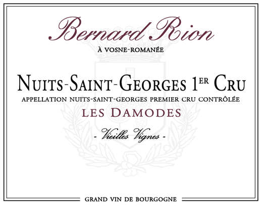 Vin Rouge Pinot noir d'appellation Nuits Saint Georges 1er cru Les Damodes