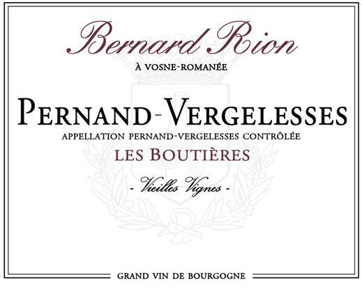 Vin rouge Pinot Noir d'appellation Pernand Vergelesses Les Boutières