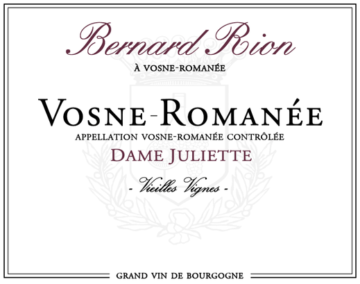 Vin Rouge Pinot Noir d'appellation Vosne Romanée Dame juliette