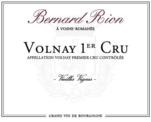 Vin rouge pinot noir d'appellation Volnay 1er cru
